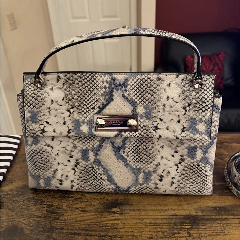 NWT Henri Bendel MODERN ICONS TOP HANDLE leather SNAKE SATCHEL-new with tags